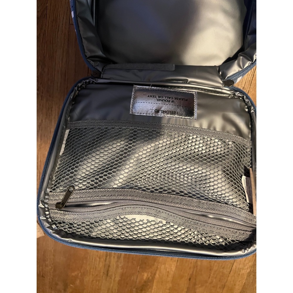 Pottery Barn Teen Blue White Striped Insulated Lunch Box Canvas Zippered Bag - Picture 10 of 16
